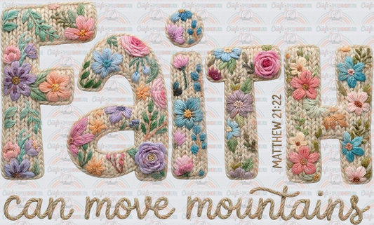 Faith_Faux Yarn_Faux Crochet_Faith Can Move Mountains_Typography_Skinny_Bible Verse_Matthew