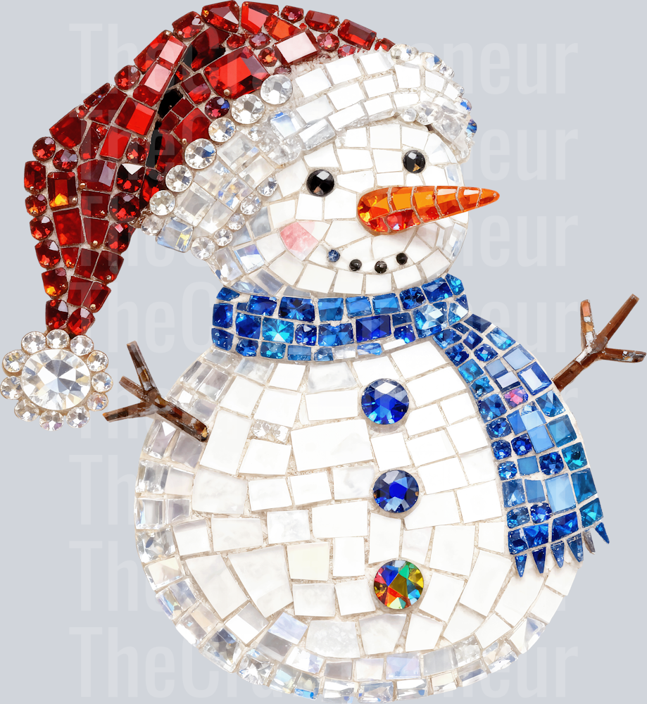 Rhinestone and Tile Snowman DTF Transfer