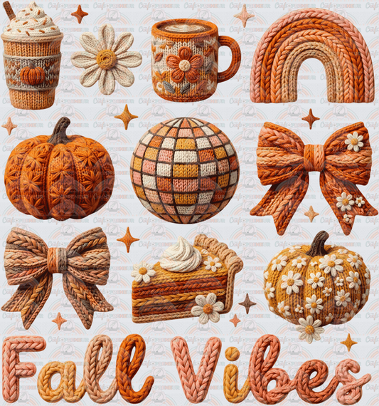 Fall_Faux Yarn_Faux Crochet_Grid_Fall Vibes_Boutique style_Pumpkin Spice_Groovy