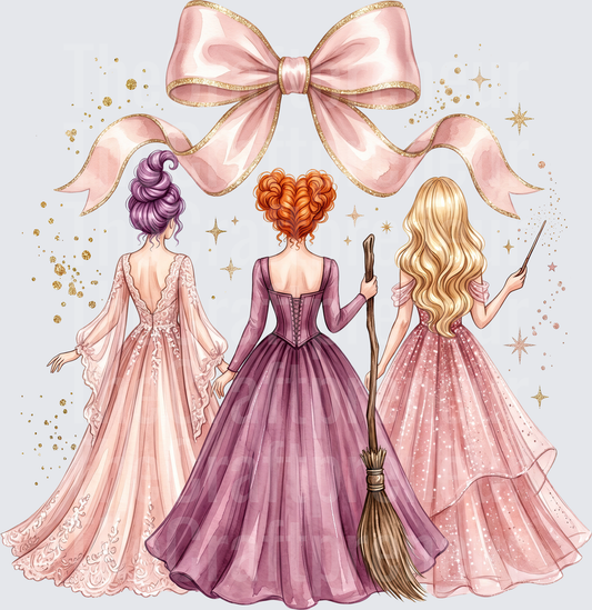 Disney_Hocus Pocus_Sanderson Sisters_Witchy_Pink Coquette Bow_Faux Glitter_Girly