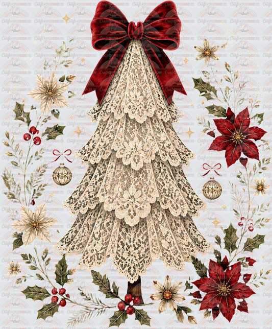 XMAS_Vintage_Faux Lace_Christmas Tree_Valor Bow_Poinsettia