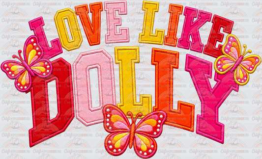 Music_Country Music_Dolly Parton_Varsity_Love Like Dolly_Faux Embroidery_Butterflies