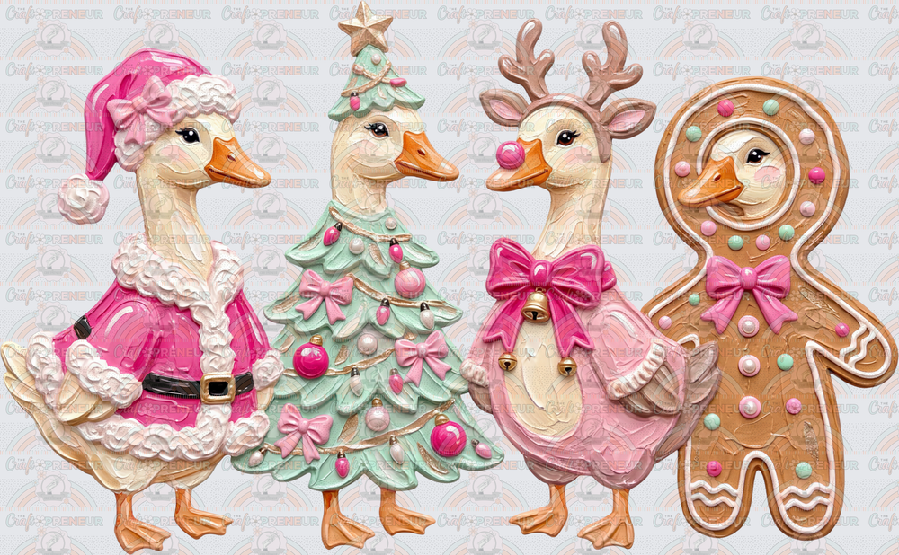 XMAS_Goose_Faux Paint_Gingerbread Man_Pink Christmas_Santa_Christmas Tree_Skinny