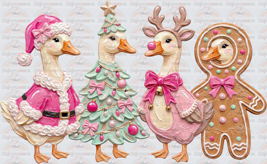 XMAS_Goose_Faux Paint_Gingerbread Man_Pink Christmas_Santa_Christmas Tree_Skinny