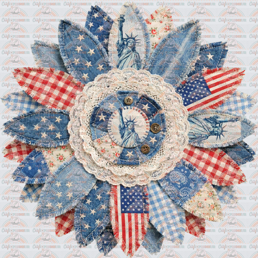 USA_4th of July_Summer_Flowers_Sunflowers_Granny Core_Quilt_Fabric