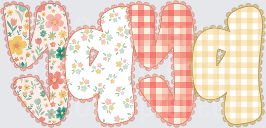 002_Family_Name Set_Mama_Grandparent_Preppy_Orange_Gingham_Grand Millenial_yaya