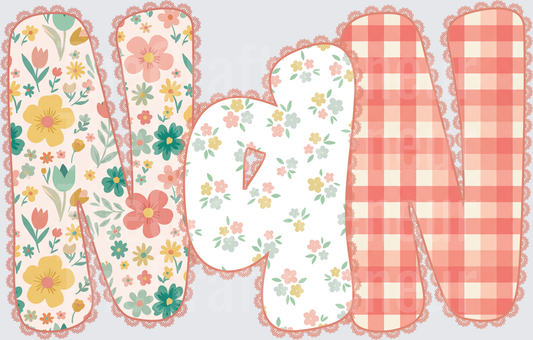 002_Family_Name Set_Mama_Grandparent_Preppy_Orange_Gingham_Grand Millenial_nan