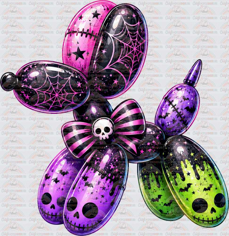 Halloween_Balloon Dog_Baloon_Bow_Skull_Smiley