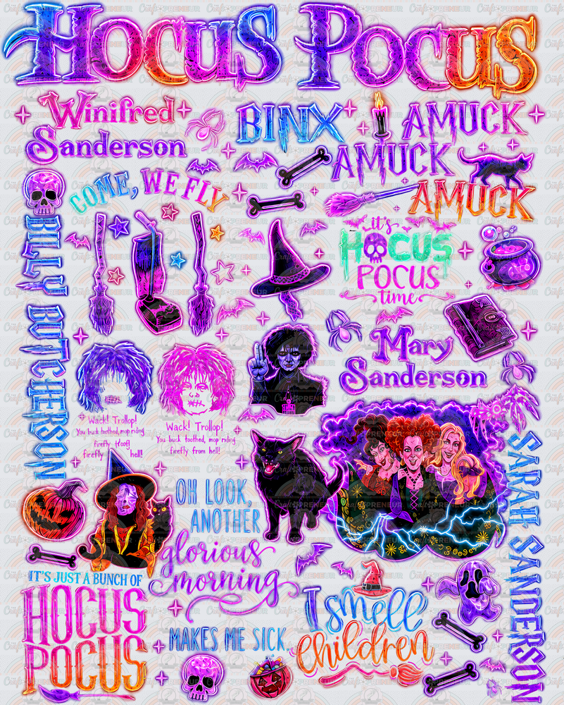 001_Halloween_Hocus Pocus_Witchy_Sanderson Sisters_Neon Set_Pumpkin Scene_Back