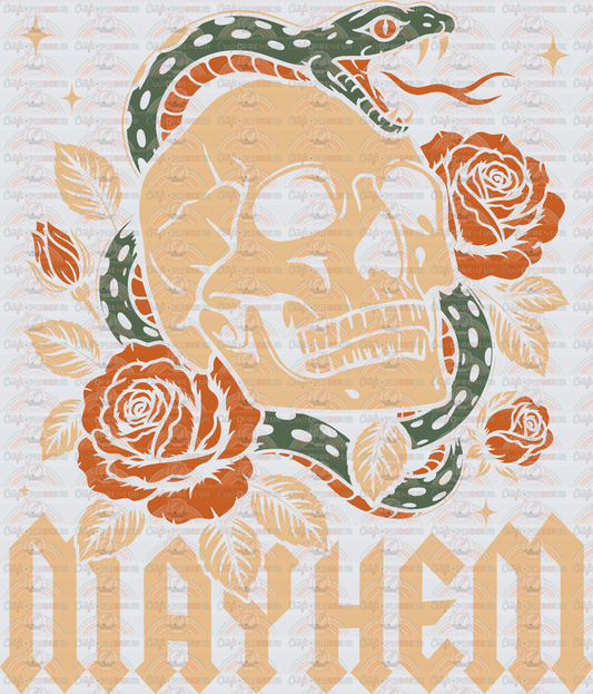 001_Dad_Father_Fathers Day_Tattoo Style_Vintage_Father of Mayhem_Skull_Snake_Band Tee_Youth_Kids_Son