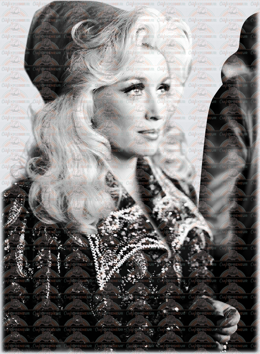 Music_Country Music_Dolly Parton_Vintage_Black and White_Fan Tee