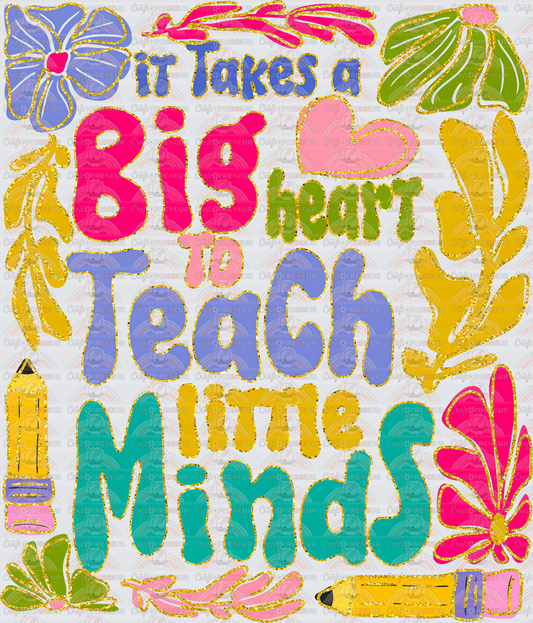 School_Jobs_Teacher_Groovy Florals_Faux Glitter_Boutique_Preppy_It Takes a Big Heart to Teach Little Minds