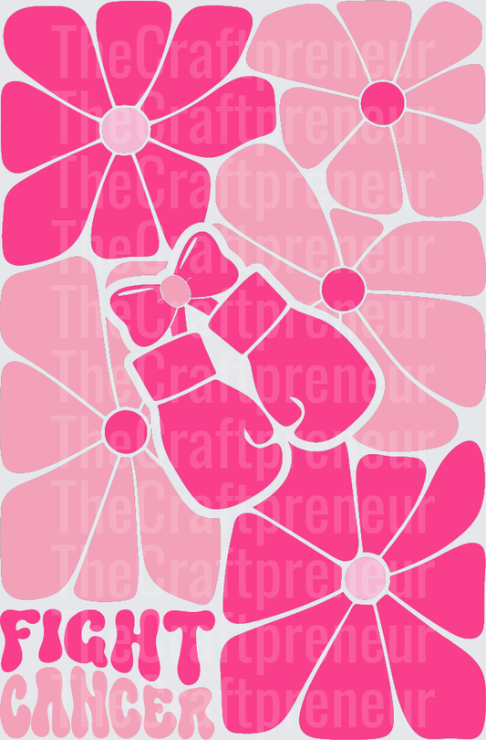 002_Causes_Cancer_BCA_Breast Cancer_Groovy Florals_Pink Ribbon_Oversized_Fight Cancer_Boxing Gloves_Dark