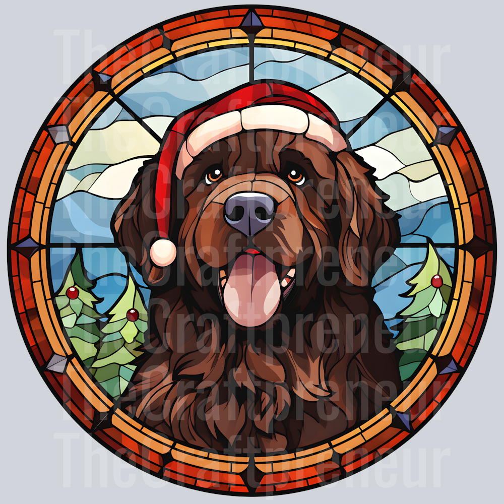 Newfoundland Christmas Stained Glass DTF Transfer