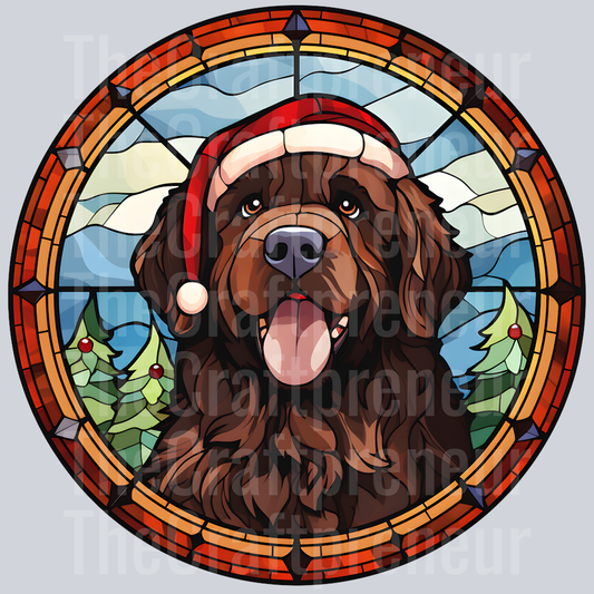Newfoundland Christmas Stained Glass DTF Transfer