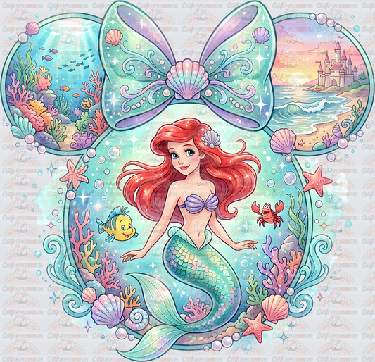 002_Disney_Princess_Watercolor_Mouse Ears_Minnie Ears_The Little Mermaid_Ariel
