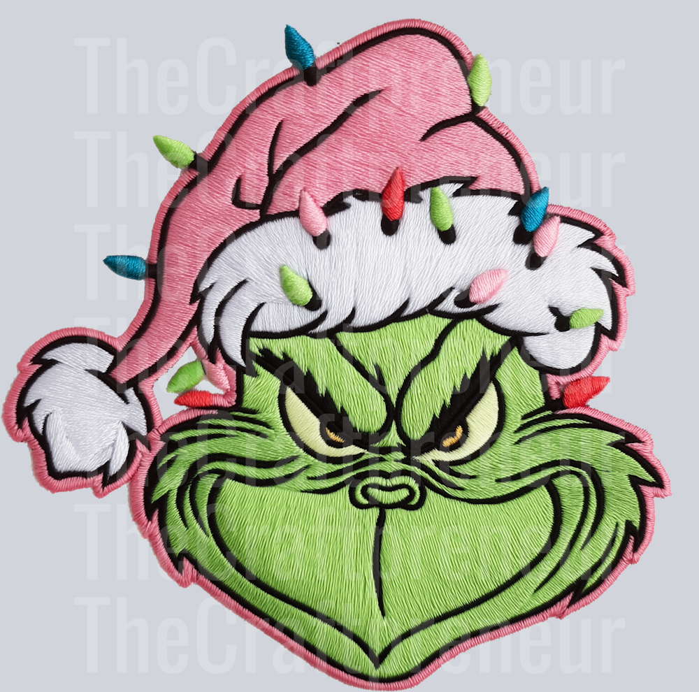The Grinch Patch Faux Embroidery DTF Transfer