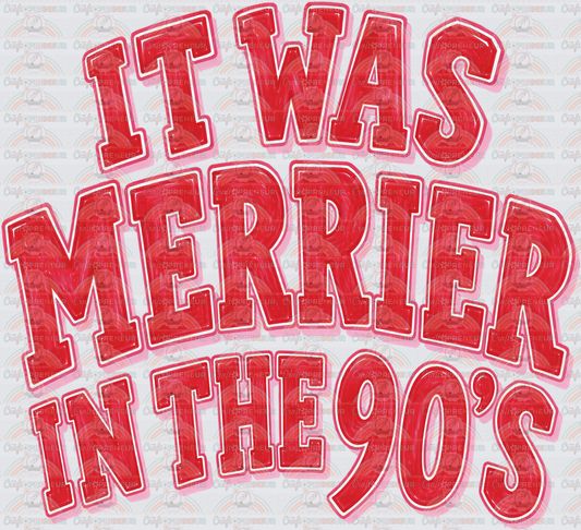 001_XMAS_90s_Y2K_Nostalgia_It Was Merrier in the 90s_Casette Tape_House Phone VHS_Brush Stroke_Preppy_Pink Christmas_Sketch_Front