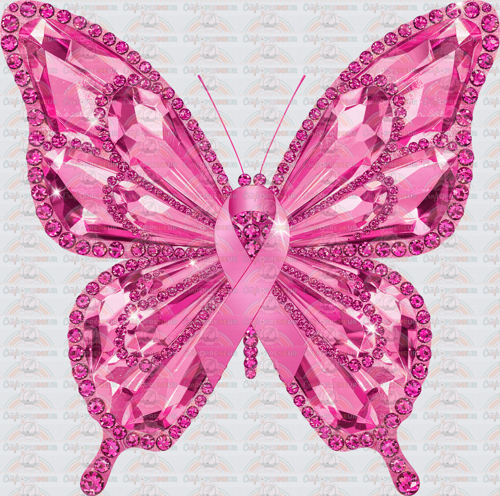 Causes_Breast Cancer Awareness_October Causes_Butterfly_Gemstone_Faux Rhinestone_Pink