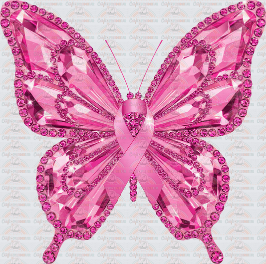 Causes_Breast Cancer Awareness_October Causes_Butterfly_Gemstone_Faux Rhinestone_Pink