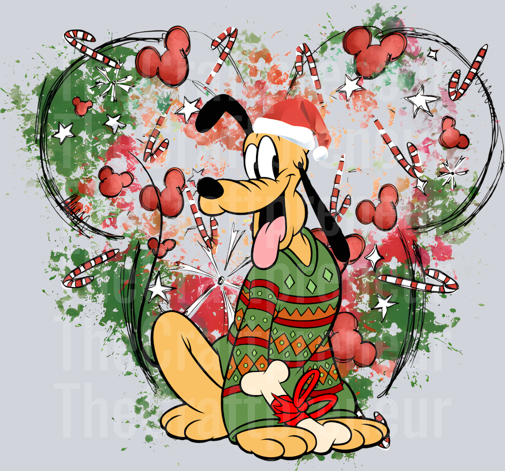 Pet Dog Watercolor Christmas DTF Transfer