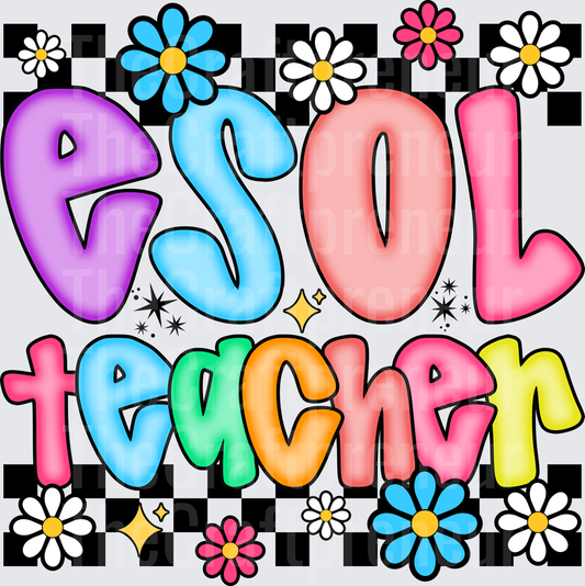 002_School_Teacher_B2S_Checkerboard_Retro_Typography_ESOL