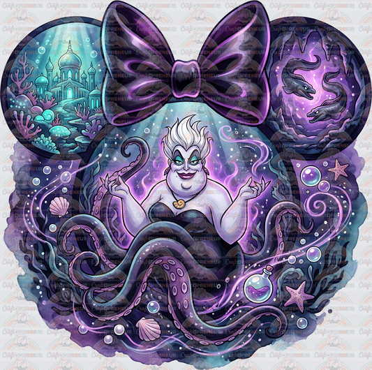 002_Disney_Villains_Mouse Ear_Minnie Ears_Watercolor_The Little Mermaid_Ursula