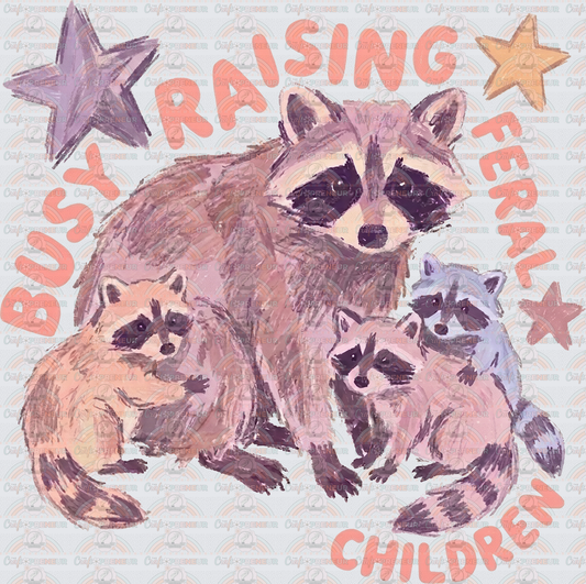 001_Family_Mama_Sarcasm_Raccoon_Watercolor_Busy Raising Feral Children_Back_Dark