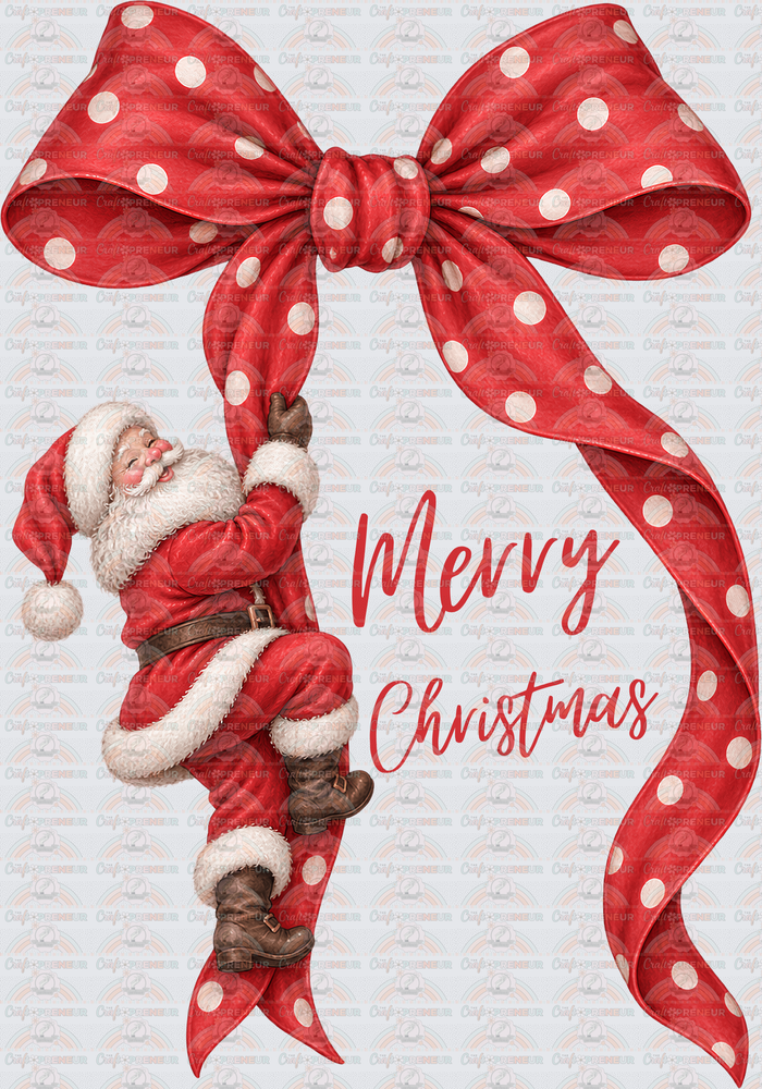 XMAS_Santa_Coquette Bow_Polkadot_Climbing Santa_Girly_Script_Merry Christmas