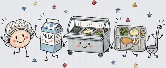 School_Jobs_Lunch Lady_Cafeteria_Lunch Line_School Lunch_Icons_Watercolor