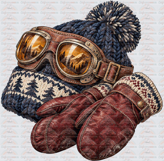 Hobbies_Skiing_Ski Resort_Preppy_Vintage_Unsiex_Hat_Mittens_Goggles_Unisex