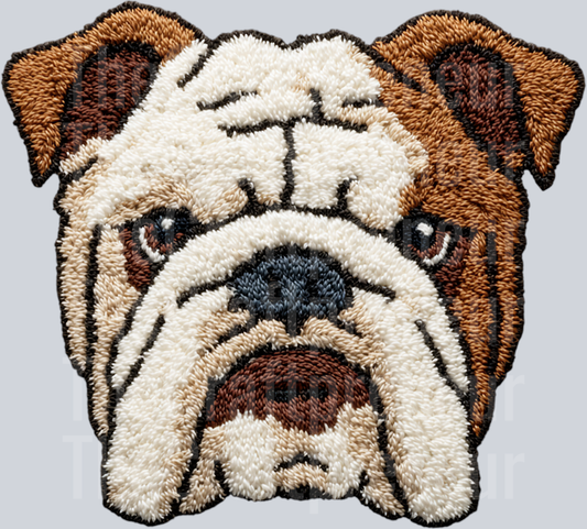 English Bulldog Latch Hook Dog DTF Transfer