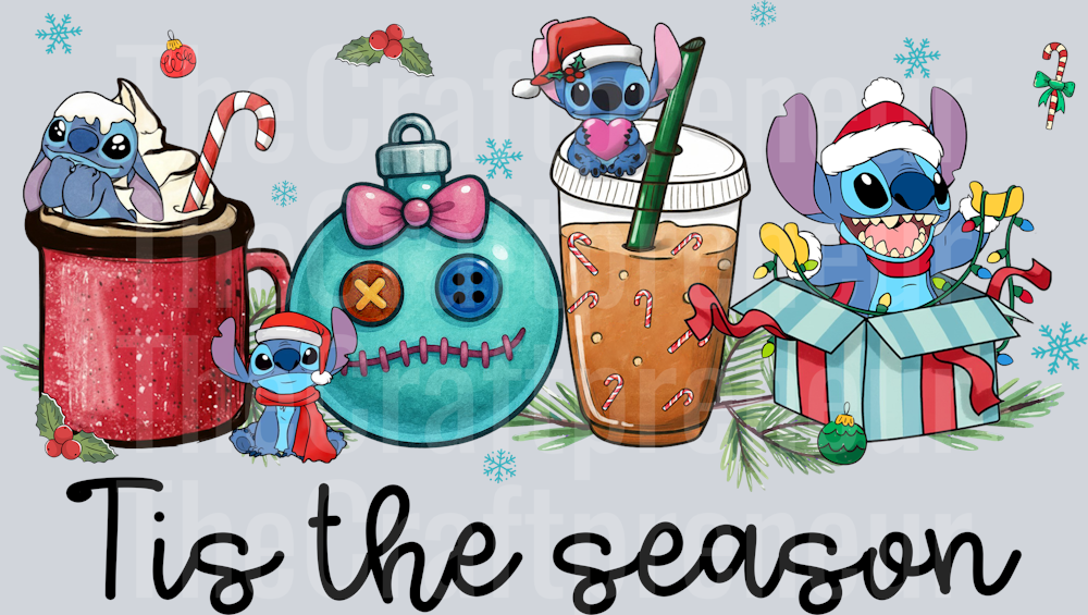 Tis the Season Coffee with Blue Dog DTF Transfer