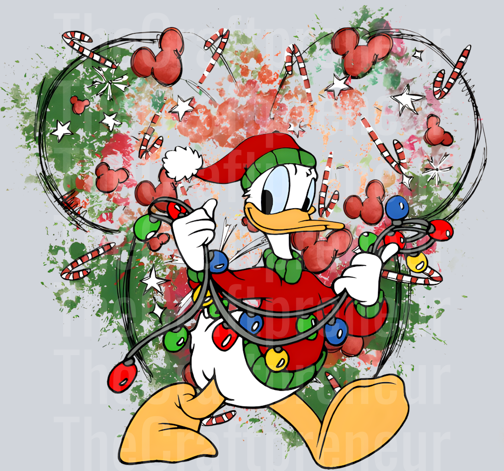 Mr. Duck Watercolor Christmas DTF Transfer