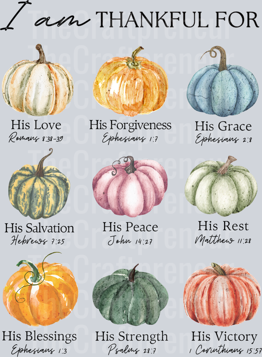 (Set!) Thankful For... Pumpkins Faith DTF Transfer (Black, Back)
