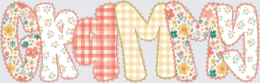 002_Family_Name Set_Mama_Grandparent_Preppy_Orange_Gingham_Grand Millenial_grammy
