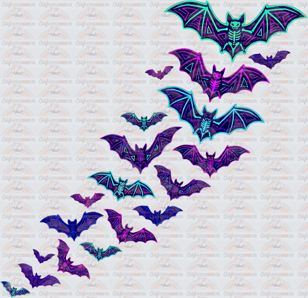 002_Halloween_Neon_Haunted House_Witchy_Bats_Trees_Black_Front
