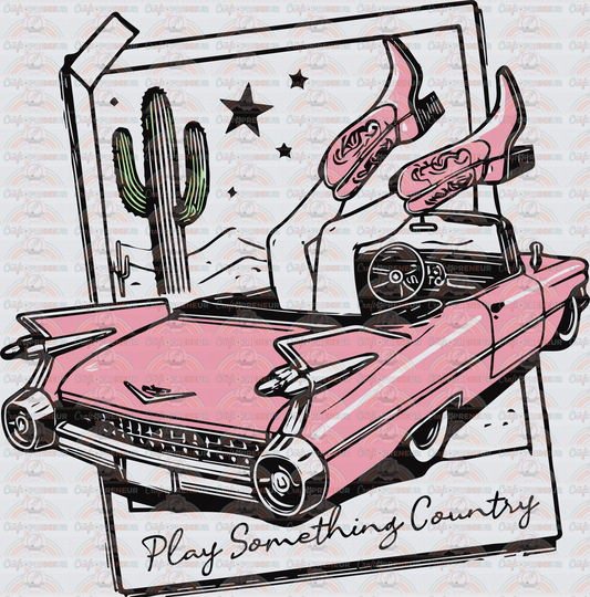 Music_Country Music_Vintage_Play Something Country_Pink Cadillac_Cowboy Boots_Desert_Girly