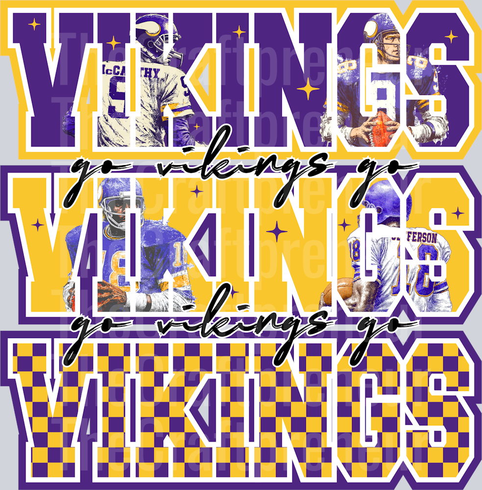Minnesota Vikings Varsity Team Stack DTF Transfer