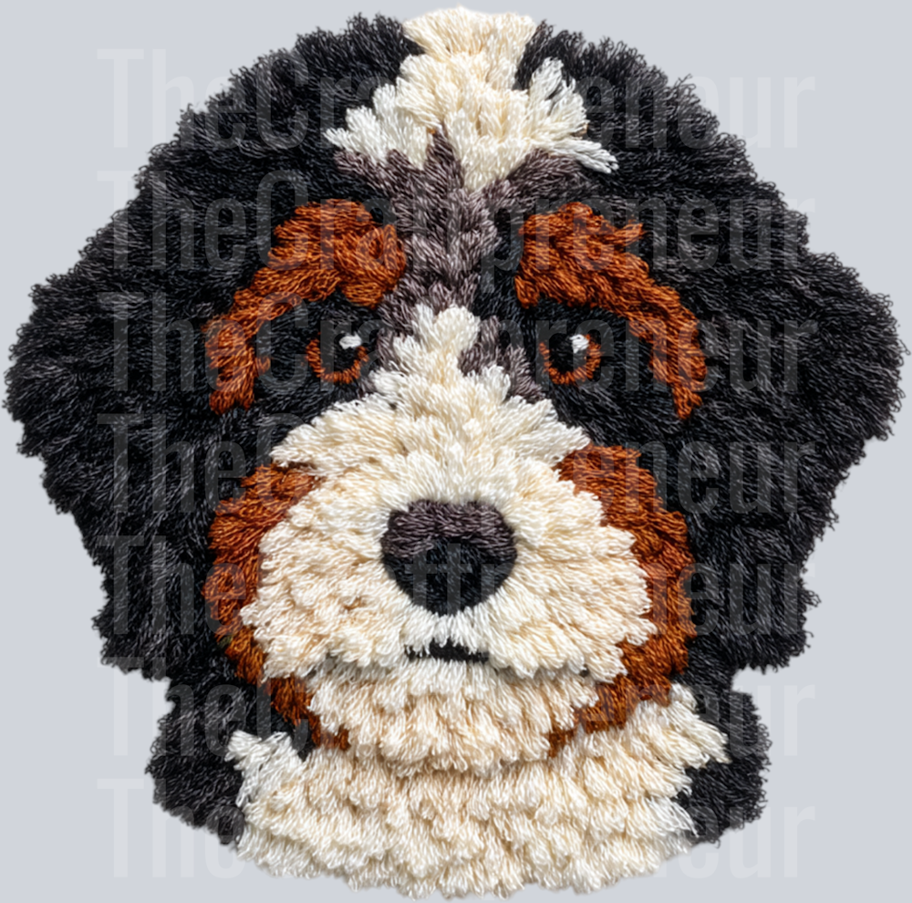 Bernedoodle Latch Hook Dog DTF Transfer