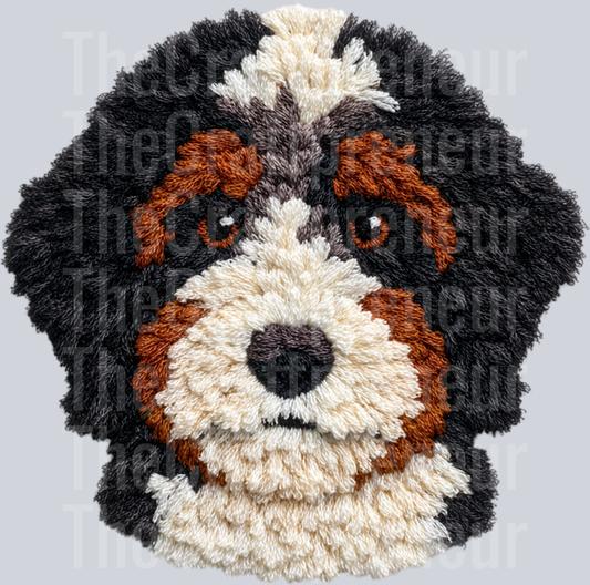 Bernedoodle Latch Hook Dog DTF Transfer