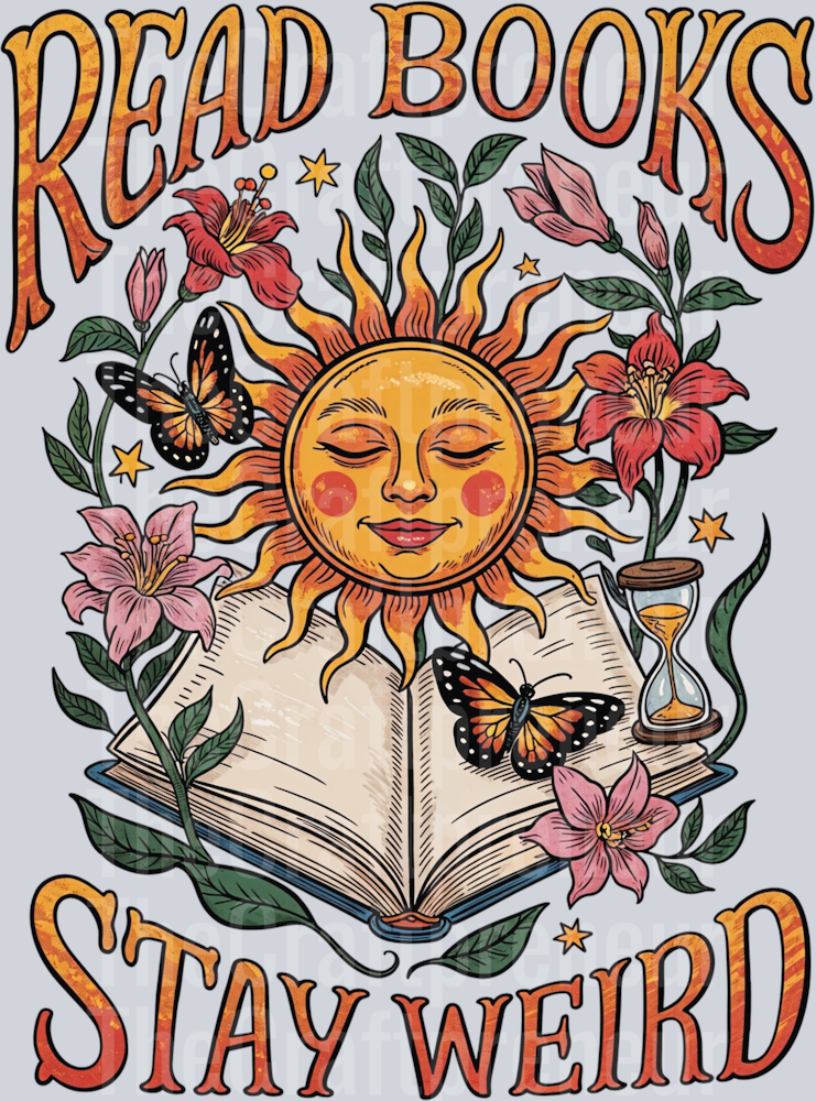 Read Books Stay Weird Retro 70s DTF Transfer