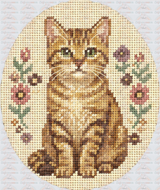 002_Vintage_Needlepoint_Cross Stitch_Vintage_Nostalgia_Cats_KItten