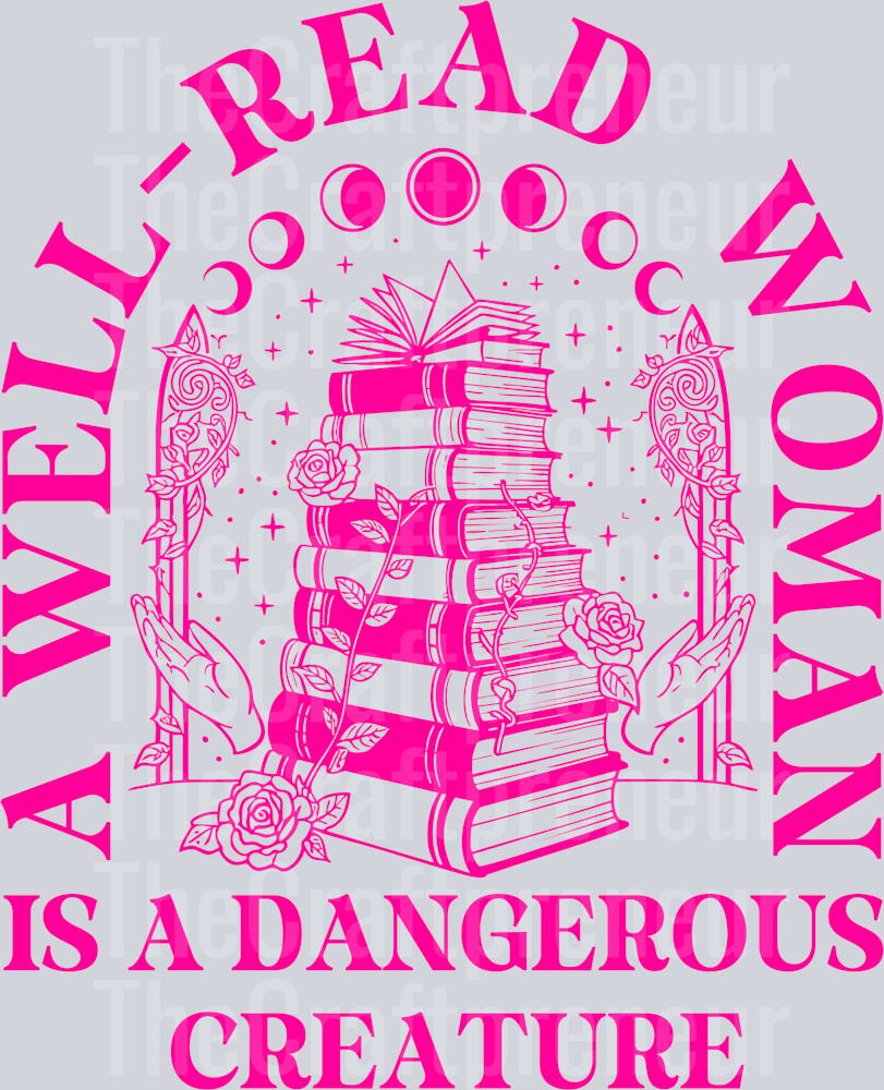 (Set!) Well Read Woman is Dangerous DTF Transfer (Pink/Back)