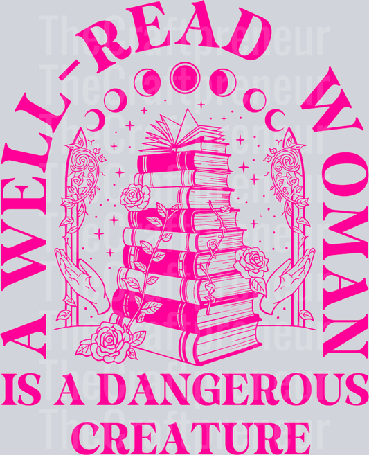 (Set!) Well Read Woman is Dangerous DTF Transfer (Pink/Back)