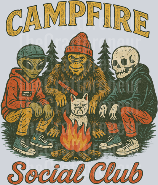 Campfire Social Club Sasquatch Skeleton Alien DTF Transfer