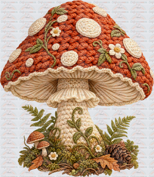 Plants_Fall_Mushrooms_Grannycore_Faux Yarn_Faux Crochet_Nature_KP
