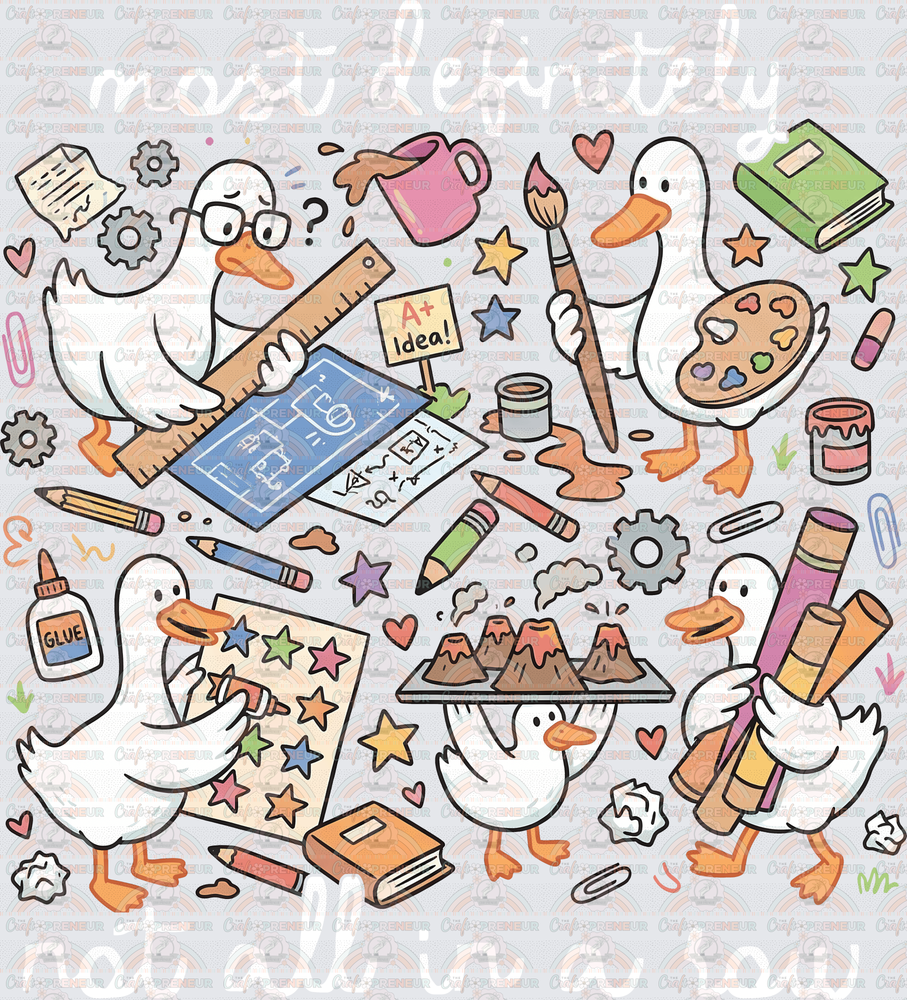 School_Jobs_Teacher_Goose_Most Definitely Not all In a Row_Icons_School Projects_Chaos_White