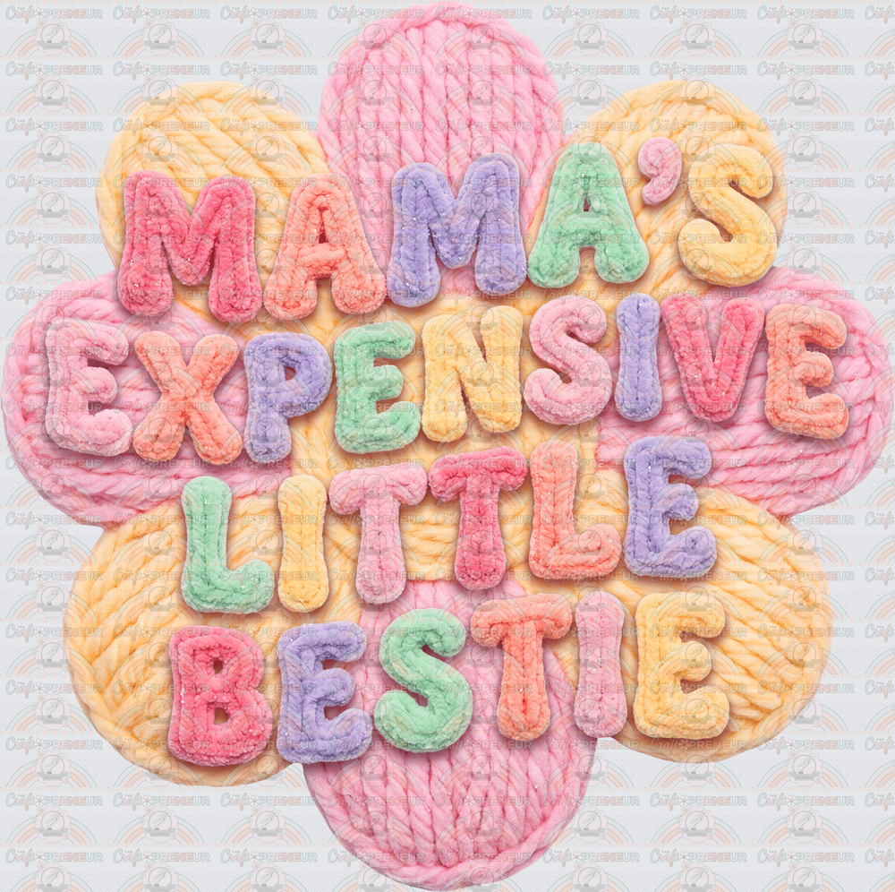 Youth_Mama_Mamas Expensive Little Bestie_Faux Yarn_Flower_Pastels