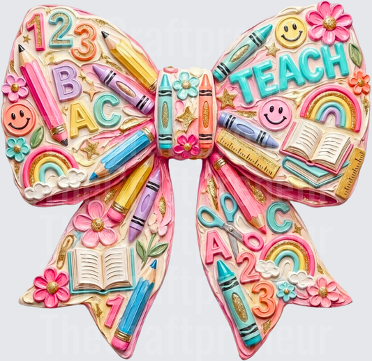School_Jobs_School_Teacher_Bow_Faux Paint_Pastel_Girly_Preppy_ABC_Crayons_Pencil_Teach